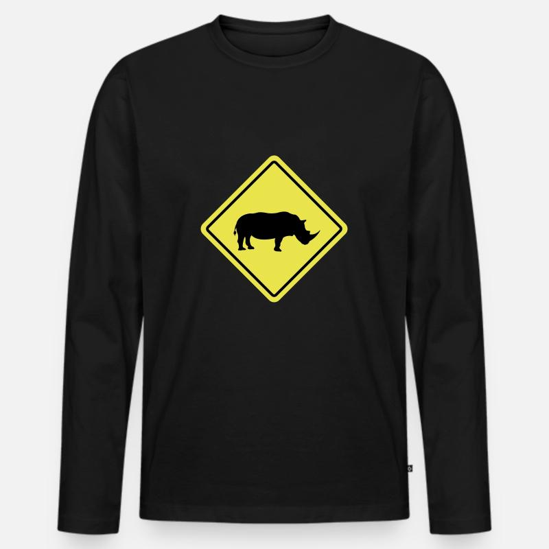 Nashorn - Männer Premium Bio Langarmshirt - Schwarz