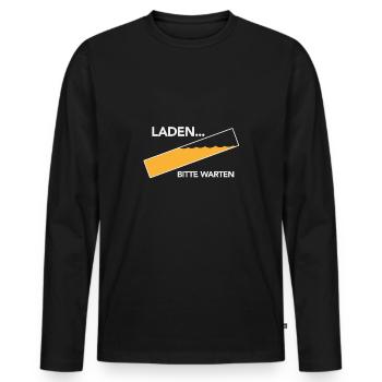 Laden, bitte warten - Männer Premium Bio Langarmshirt - Schwarz - Vorne - Nico (187cm)