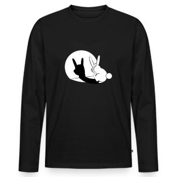 Bunny Horn Gesture Shadow - Men's Premium Organic Long Sleeve Shirt - black - Front - Nico (187cm)