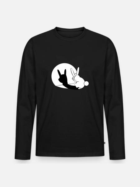 Bunny Horn Gesture Shadow - Männer Premium Bio Langarmshirt - Schwarz