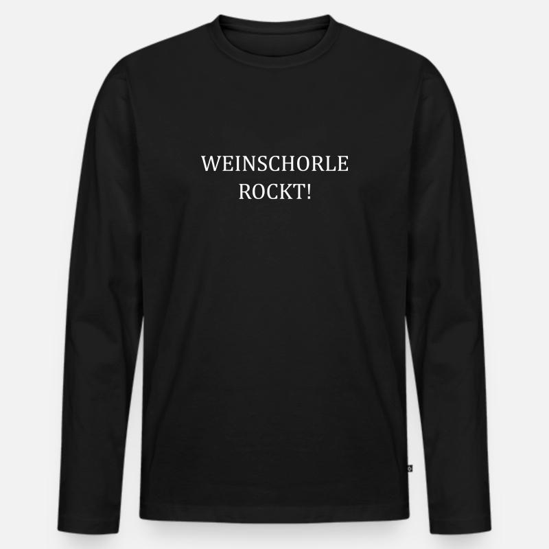 Weinschorle rockt! - Männer Premium Bio Langarmshirt - Schwarz