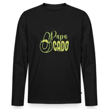 Papacado funny pun daddy and avocado - Men's Premium Organic Long Sleeve Shirt - black - Front - Nico (187cm)