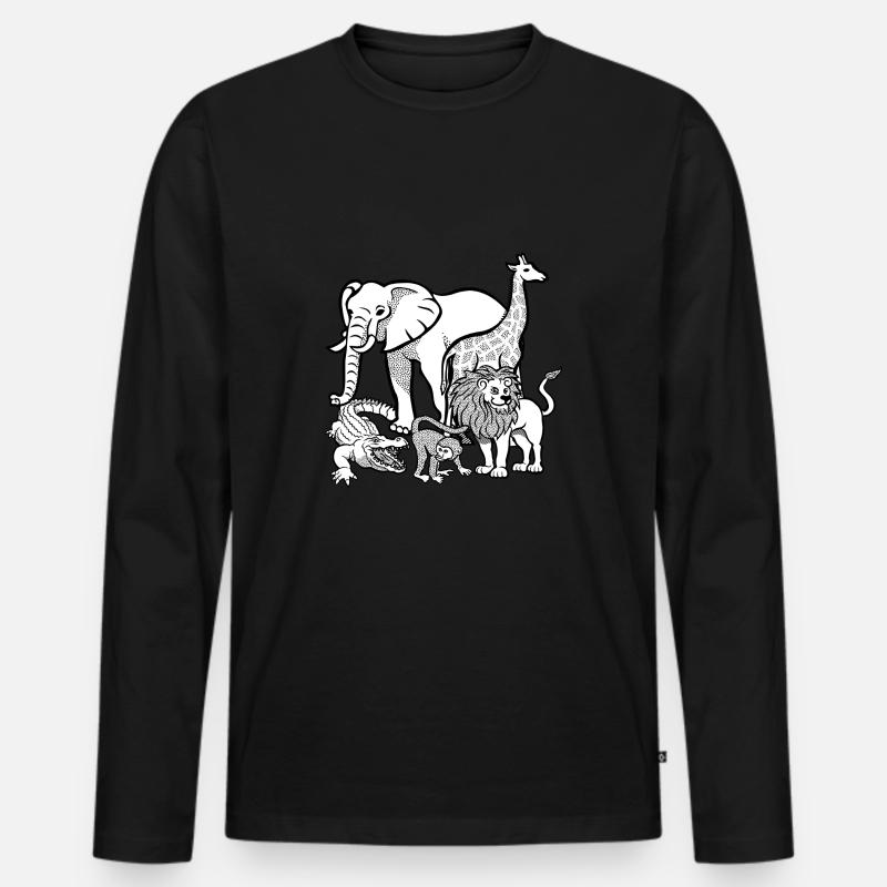 Afrika Tiere - Männer Premium Bio Langarmshirt - Schwarz