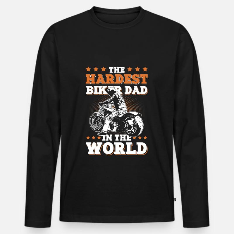 Motorrad Papa Biker Dad - Männer Premium Bio Langarmshirt - Schwarz