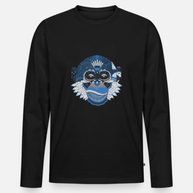 Indian monkey - Männer Premium Bio Langarmshirt - Schwarz