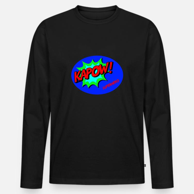 Superhero (Superheld) - Männer Premium Bio Langarmshirt - Schwarz