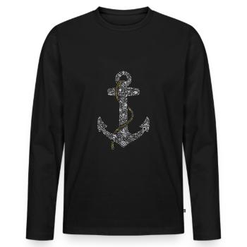 Anker | Maritime Bilder Piktogramme - Männer Premium Bio Langarmshirt - Schwarz - Vorne - Nico (187cm)