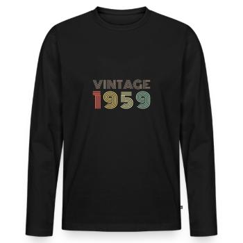 VINTAGE 1959 | 60th Birthday Sixty gift - Men's Premium Organic Long Sleeve Shirt - black - Front - Nico (187cm)