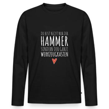 HAMMER HEART Drôle de dire un cadeau pour la Saint-Valentin - T-shirt manches longues Premium bio Homme - noir - Devant - Nico (187cm)