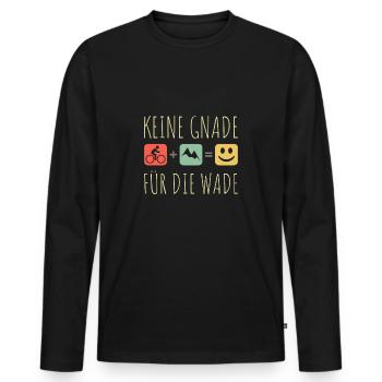 VTT Montagnes Alpes Rétro | PAS DE GRACE POUR LE WADE - T-shirt manches longues Premium bio Homme - noir - Devant - Nico (187cm)