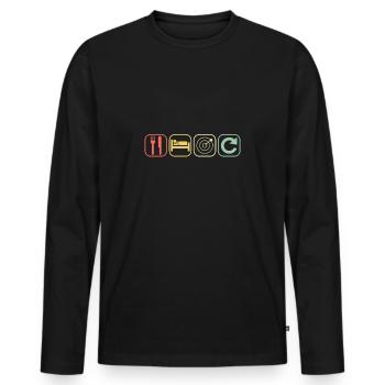 Eat Sleep Darts Repeat | Dart Vintage Retro - Men's Premium Organic Long Sleeve Shirt - black - Front - Nico (187cm)