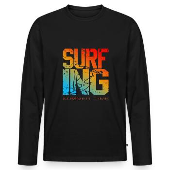 Planche à voile Surfsurf Planche de surf Heure d’été - T-shirt manches longues Premium bio Homme - noir - Devant - Nico (187cm)