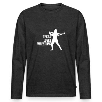 Conception de lutte au Texas pour les fiers fans du Texas - T-shirt manches longues Premium bio Homme - anthracite chiné - Devant - Nico (187cm)
