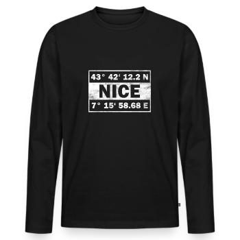 Nice Coordonnées France Nice - T-shirt manches longues Premium bio Homme - noir - Devant - Nico (187cm)
