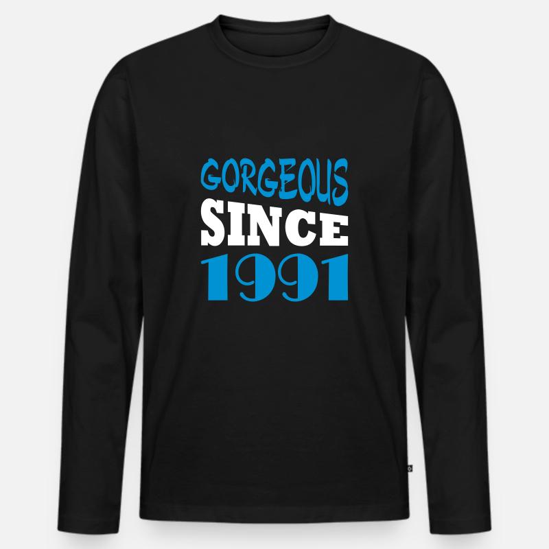 Gorgeous since 1991 - Männer Premium Bio Langarmshirt - Schwarz