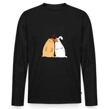 - Je suis amoureux. Le chien et le chat sont amoureux. - T-shirt manches longues Premium bio Homme - noir - Devant - Nico (187cm)