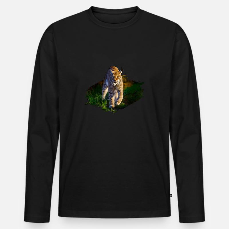 Luchs - Männer Premium Bio Langarmshirt - Schwarz