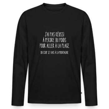 perdre du poids pour aller à la plage - T-shirt manches longues Premium bio Homme - noir - Devant - Nico (187cm)