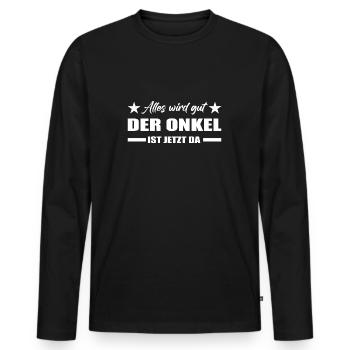 Onkel - Männer Premium Bio Langarmshirt - Schwarz - Vorne - Nico (187cm)