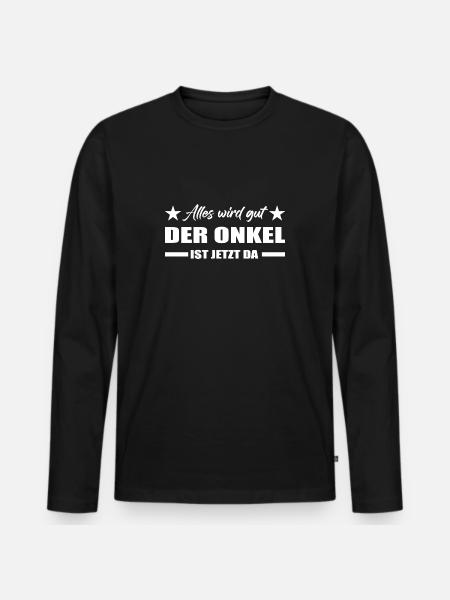 Onkel - Männer Premium Bio Langarmshirt - Schwarz