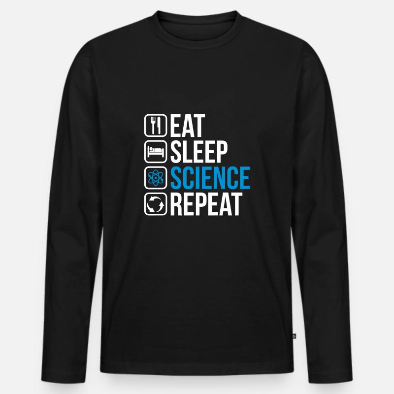 Eat Sleep Science Repeat - Männer Premium Bio Langarmshirt - Schwarz