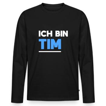 Tim Name Spruch für stolze Tims - Männer Premium Bio Langarmshirt - Schwarz - Vorne - Nico (187cm)