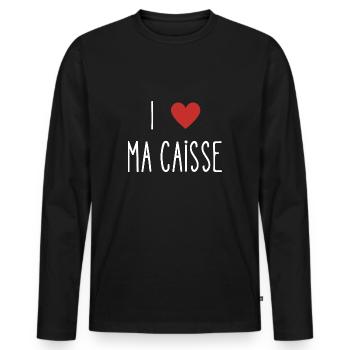 i love ma caisse - T-shirt manches longues Premium bio Homme - noir - Devant - Nico (187cm)
