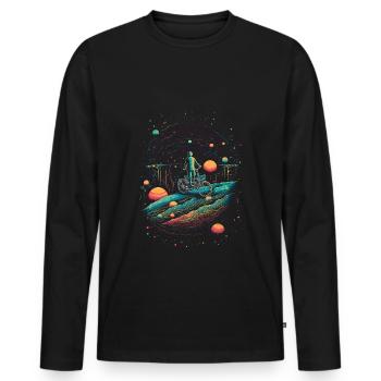 Happy Bicycle Day - Trippy Motif - Men's Premium Organic Long Sleeve Shirt - black - Front - Nico (187cm)