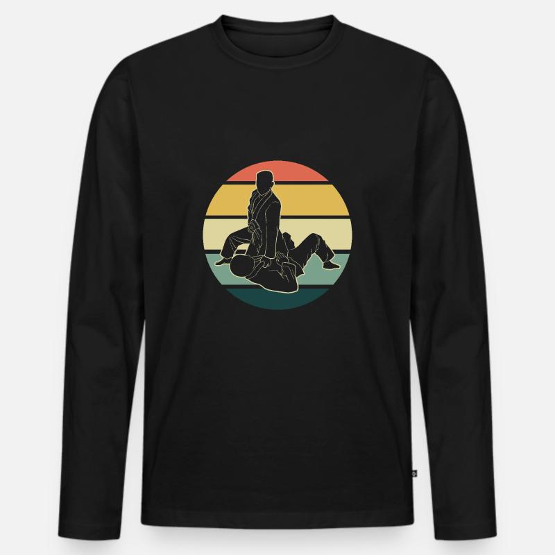 Jiu Jitsu Selbstverteidigung - Männer Premium Bio Langarmshirt - Schwarz