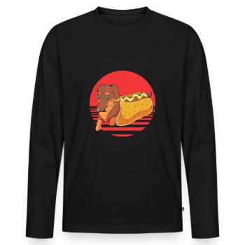 Hot Dog Snack - Men's Premium Organic Long Sleeve Shirt - black - Front - Nico (187cm)