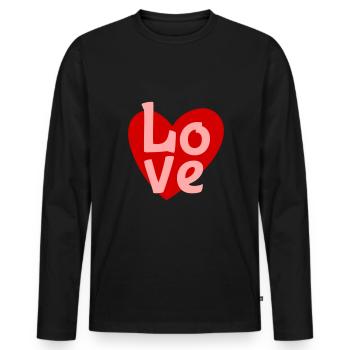 Herz Love Valentinstag - Männer Premium Bio Langarmshirt - Schwarz - Vorne - Nico (187cm)