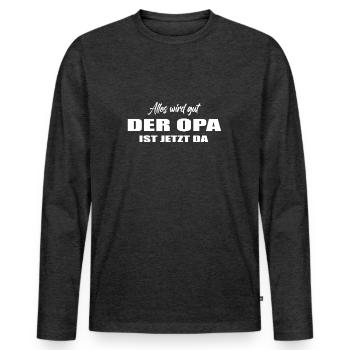 Opa - Männer Premium Bio Langarmshirt - Anthrazit meliert - Vorne - Nico (187cm)