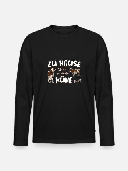 Zu Hause ist da wo meine Kühe sind - Männer Premium Bio Langarmshirt - Schwarz