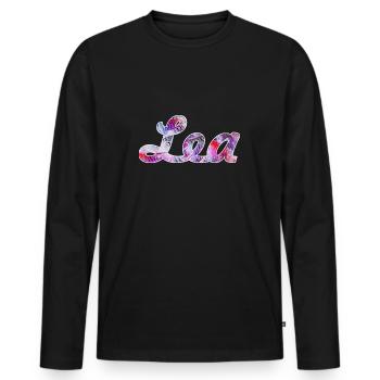 Leah - Men's Premium Organic Long Sleeve Shirt - black - Front - Nico (187cm)