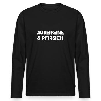 Eggplant & Peach Funny Gift Idea Sexy Fruit - Men's Premium Organic Long Sleeve Shirt - black - Front - Nico (187cm)