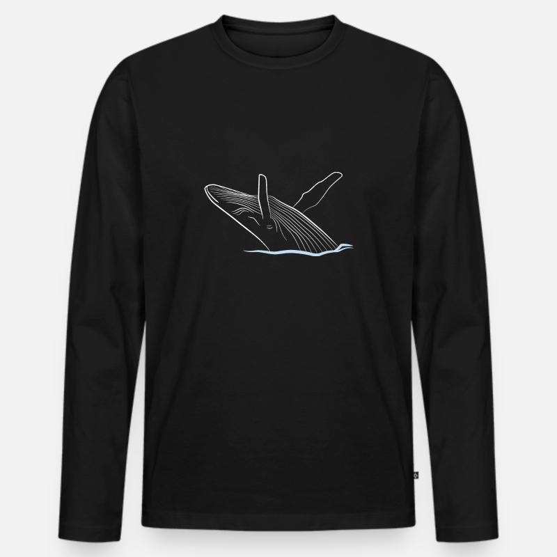 Wal - Männer Premium Bio Langarmshirt - Schwarz