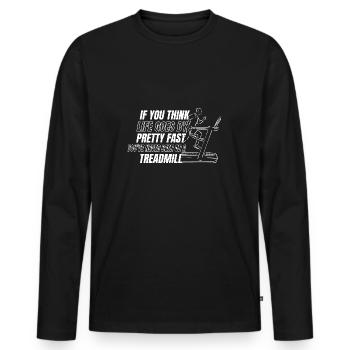 Marathon assez rapide, jamais été course sur tapis roulant - T-shirt manches longues Premium bio Homme - noir - Devant - Nico (187cm)