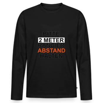 Bitte 2 Meter Rangierabstand halten Corona abstand - Männer Premium Bio Langarmshirt - Schwarz - Vorne - Nico (187cm)