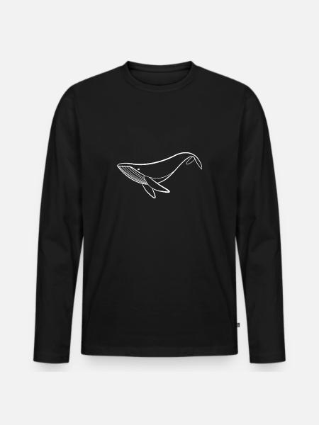 Wal Flosse Meer - Männer Premium Bio Langarmshirt - Schwarz