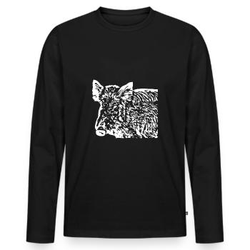 Wild boar Wild boar Pig Sow Pigs - Men's Premium Organic Long Sleeve Shirt - black - Front - Nico (187cm)
