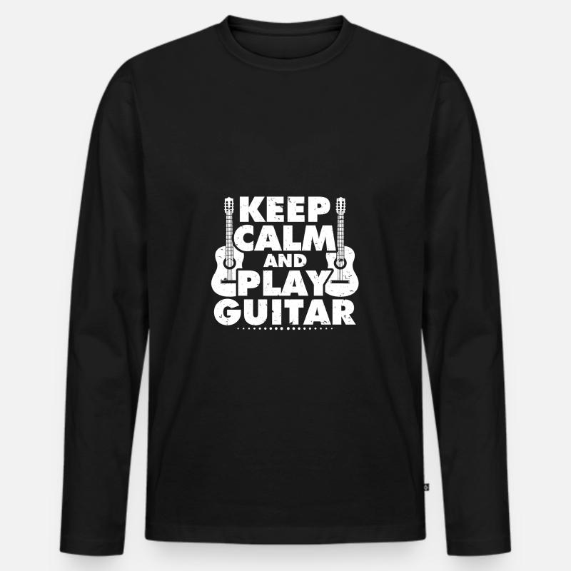 Gitarre - Männer Premium Bio Langarmshirt - Schwarz