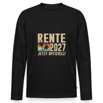Rente 2027 Jetzt OFFIZIELL - Männer Premium Bio Langarmshirt - Schwarz - Vorne - Nico (187cm)