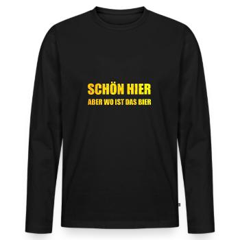 Schön Hier Aber Wo Ist Das Bier - Männer Premium Bio Langarmshirt - Schwarz - Vorne - Nico (187cm)