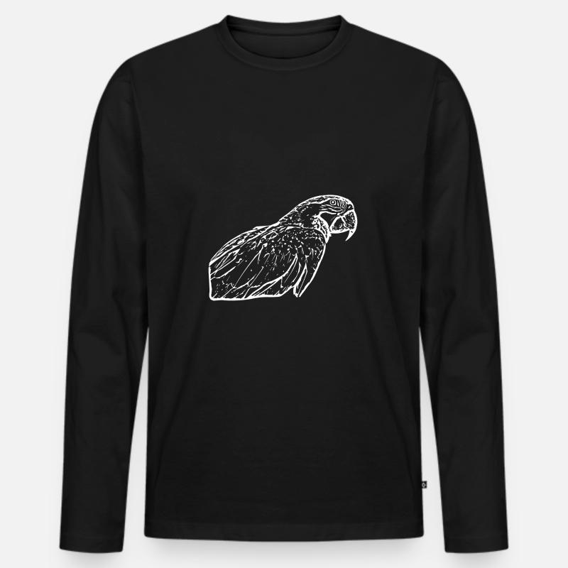Papageien Vogel weiß - Männer Premium Bio Langarmshirt - Schwarz