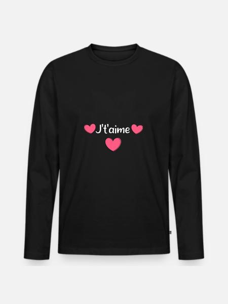 saint-valentin - T-shirt manches longues Premium bio Homme - noir