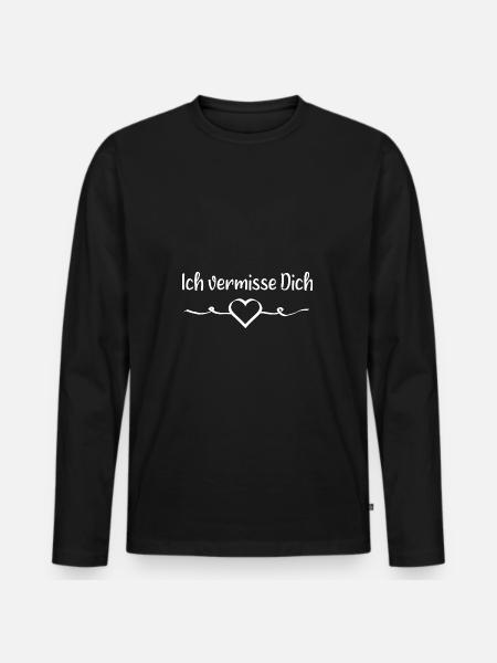 Ich vermisse Dich - Männer Premium Bio Langarmshirt - Schwarz
