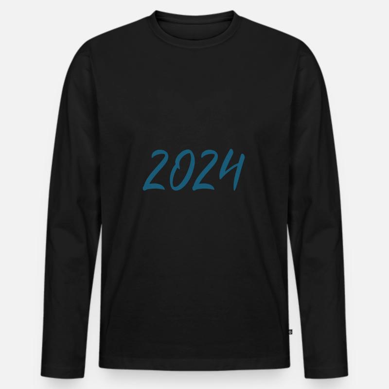 2024 Silvester Neujahr - Männer Premium Bio Langarmshirt - Schwarz
