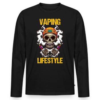 T-shirt sur le vaporisateur de vapeur de la cigarette électronique - T-shirt manches longues Premium bio Homme - noir - Devant - Nico (187cm)