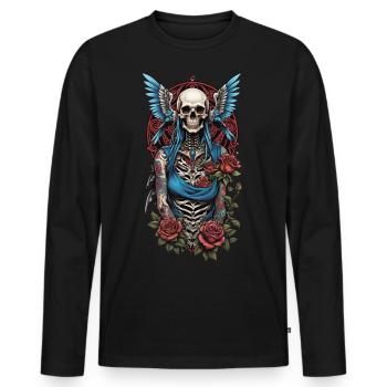 Angel Skull - Männer Premium Bio Langarmshirt - Schwarz - Vorne - Nico (187cm)