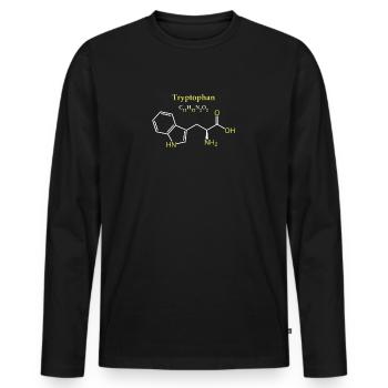 Tryptophane Molécule - T-shirt manches longues Premium bio Homme - noir - Devant - Nico (187cm)